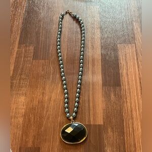 Blue and Gold Beaded Necklace